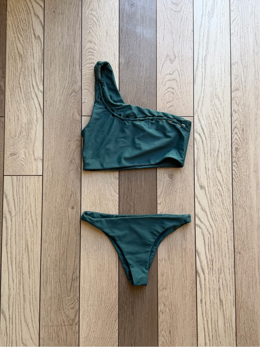 MIKOH Women’s One-Shoulder Bikini Set in Deep Green S
